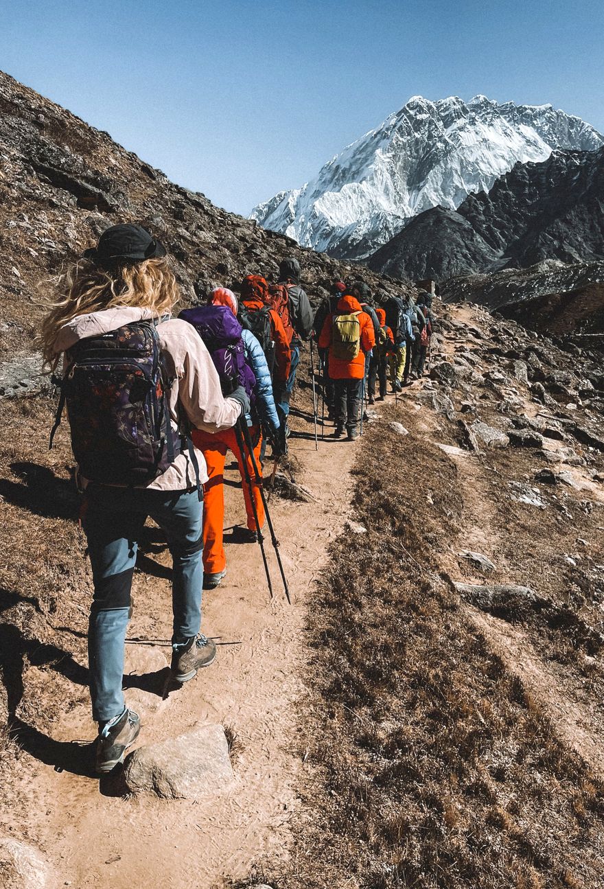 Trekkers on a Himalayan trail