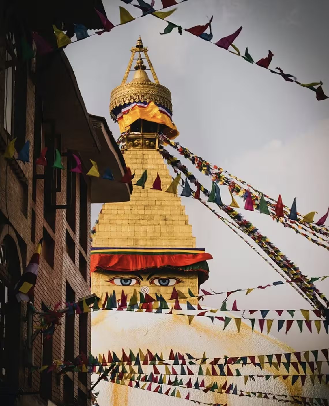 Boudhanath stupa and prayer flags